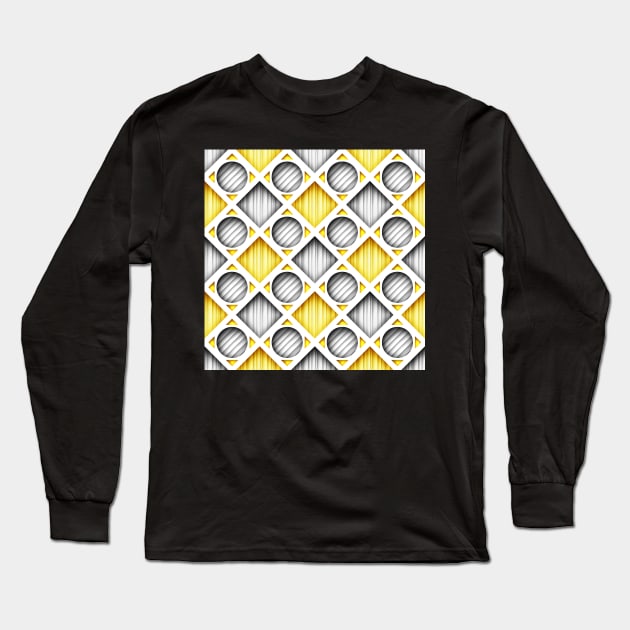 3d Geometric Pattern, Rhombic Harlequin Motif with Hole Imitation Long Sleeve T-Shirt by lissantee